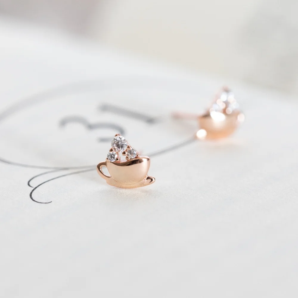 Petite Cappuccino Earring Studs (S925) - Only 1 left! - Picture 4 of 10